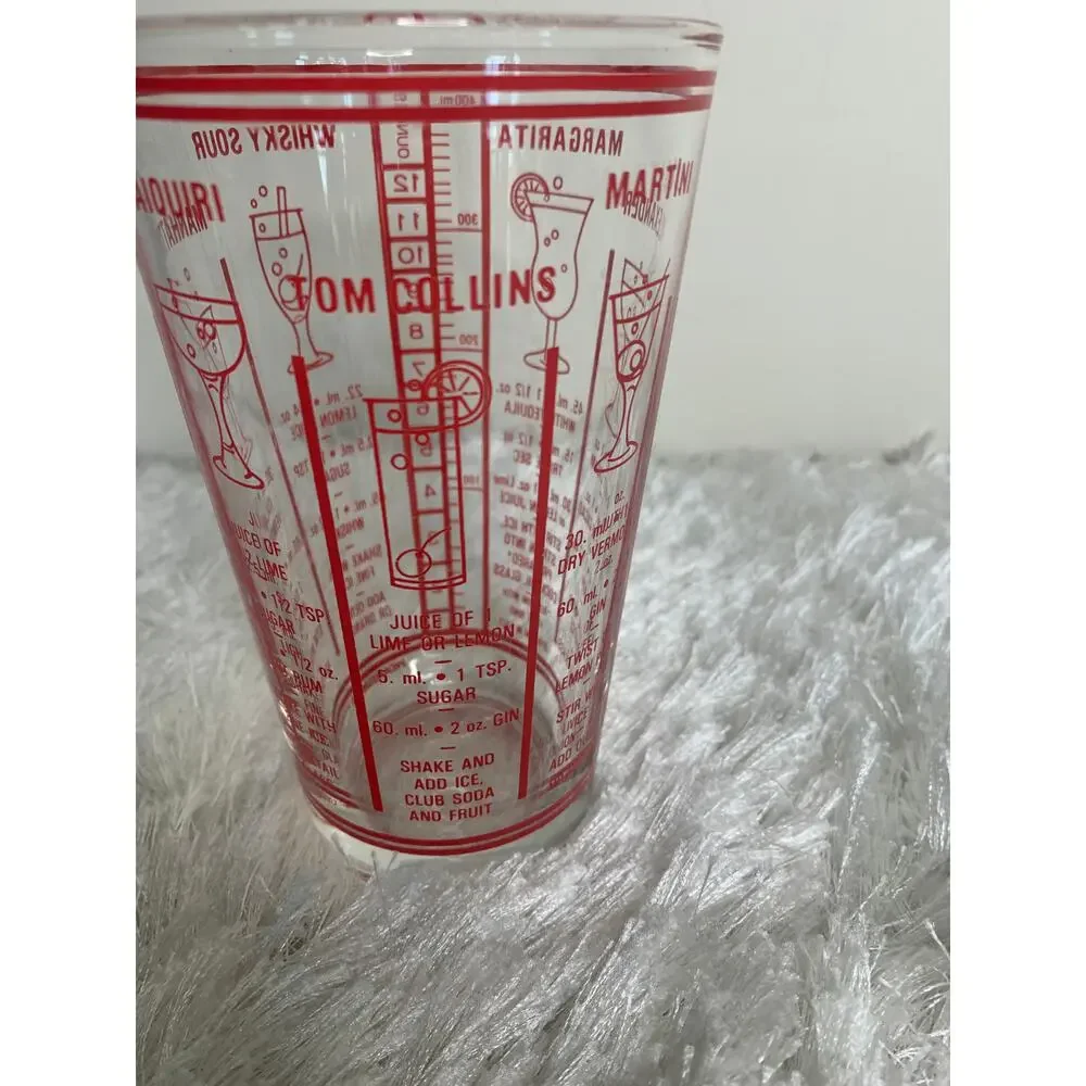 Vintage Red Libbey Cocktail Mixer Bartender Recipe Phoenixware